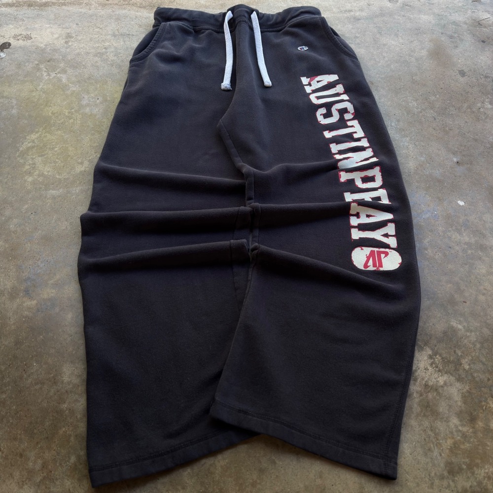 Vintage 90s Champion Austin Peay College Sweatpants Baggy Wide Leg Black XL d4